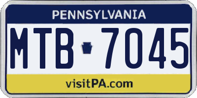 PA license plate MTB7045