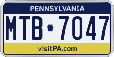 PA license plate MTB7047