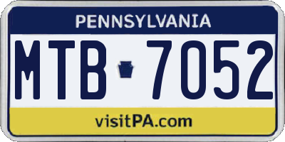 PA license plate MTB7052