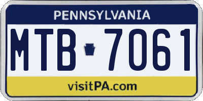 PA license plate MTB7061