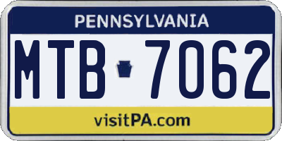 PA license plate MTB7062