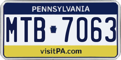 PA license plate MTB7063