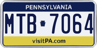 PA license plate MTB7064