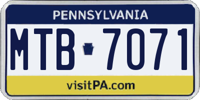 PA license plate MTB7071