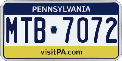 PA license plate MTB7072