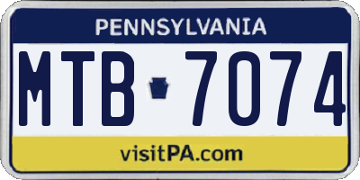 PA license plate MTB7074