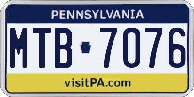 PA license plate MTB7076