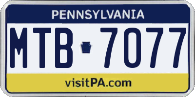 PA license plate MTB7077