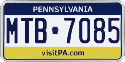 PA license plate MTB7085