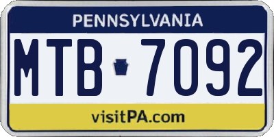 PA license plate MTB7092