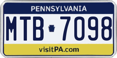 PA license plate MTB7098