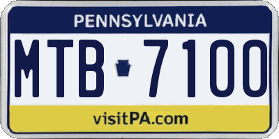 PA license plate MTB7100