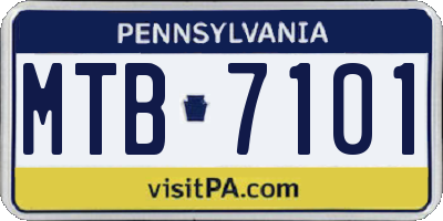 PA license plate MTB7101