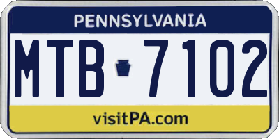 PA license plate MTB7102