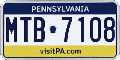 PA license plate MTB7108