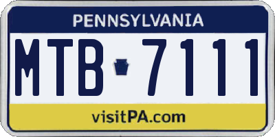 PA license plate MTB7111