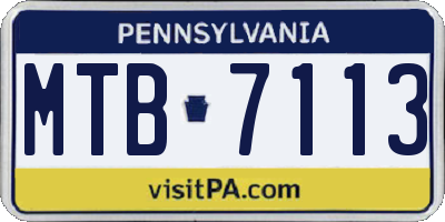 PA license plate MTB7113