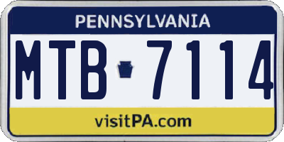 PA license plate MTB7114