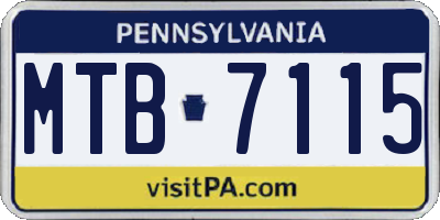 PA license plate MTB7115