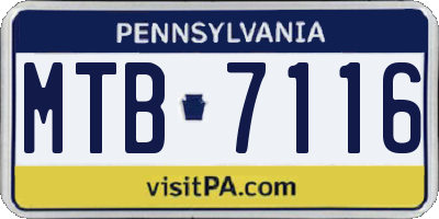 PA license plate MTB7116