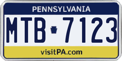 PA license plate MTB7123