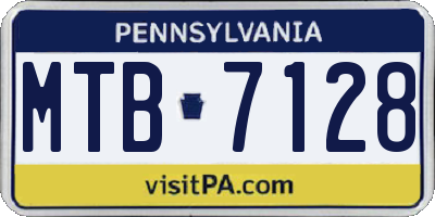 PA license plate MTB7128