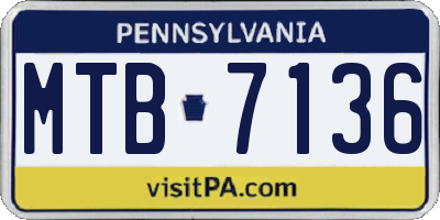 PA license plate MTB7136