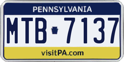 PA license plate MTB7137
