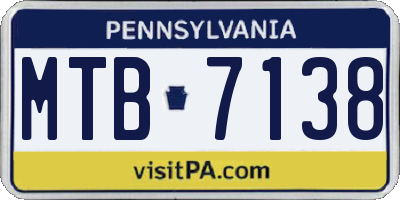 PA license plate MTB7138