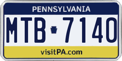 PA license plate MTB7140