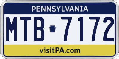 PA license plate MTB7172