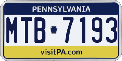 PA license plate MTB7193