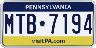 PA license plate MTB7194