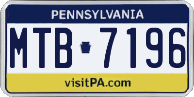PA license plate MTB7196