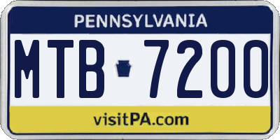 PA license plate MTB7200