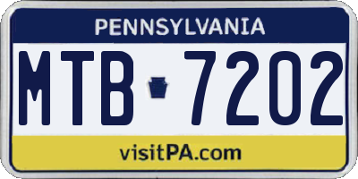 PA license plate MTB7202