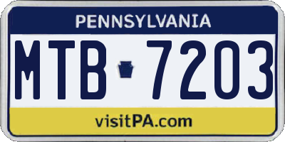 PA license plate MTB7203