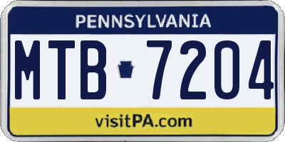 PA license plate MTB7204
