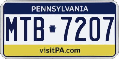 PA license plate MTB7207