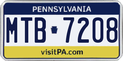 PA license plate MTB7208