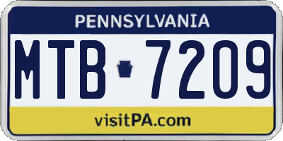 PA license plate MTB7209