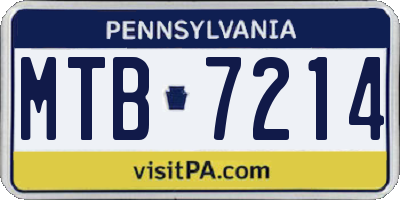 PA license plate MTB7214