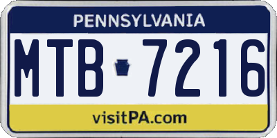 PA license plate MTB7216