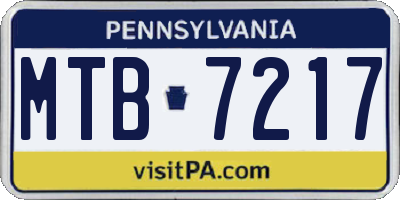 PA license plate MTB7217
