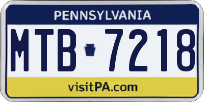 PA license plate MTB7218