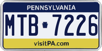 PA license plate MTB7226