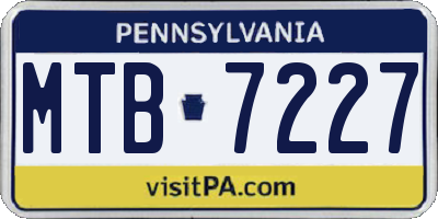 PA license plate MTB7227