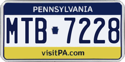 PA license plate MTB7228
