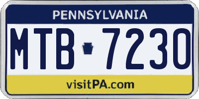 PA license plate MTB7230