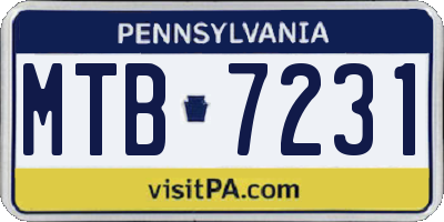 PA license plate MTB7231
